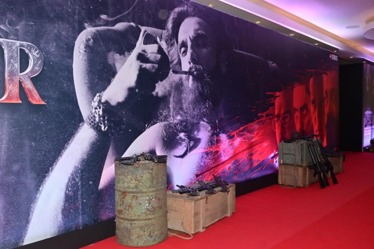 The venue was covered with life-sized posters of the film with fake guns placed around them.